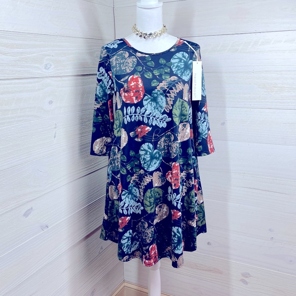 Heathmoor Watercolor Botanical Dress S FREE SHIP